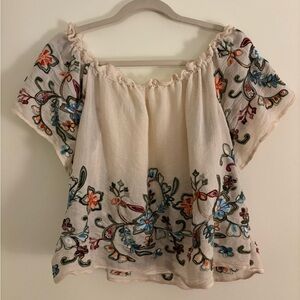 Boho Embroidered Floral Blouse